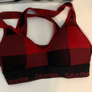 red and black calvin klein bra